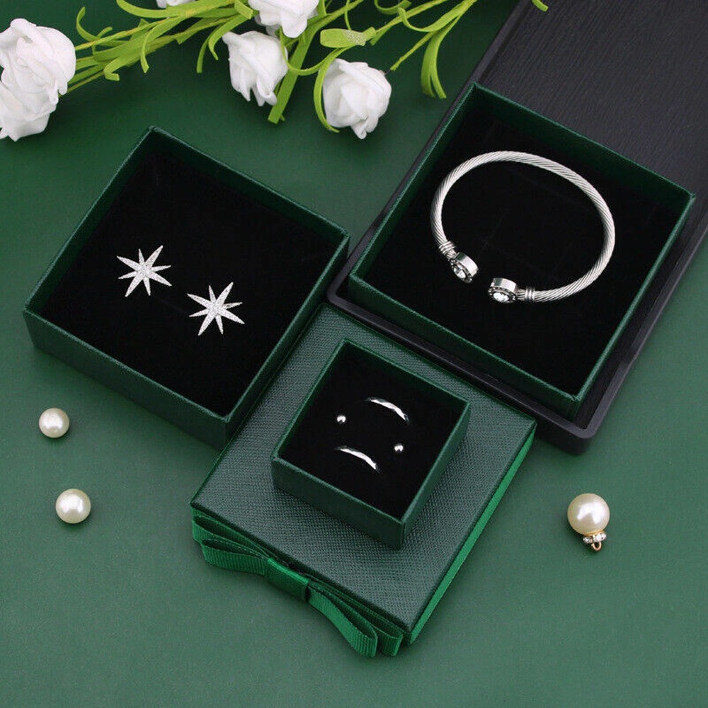 Packaging Gift Box Dark Green Bow Jewelry Box Ring Box Necklace Box Jewelry Box